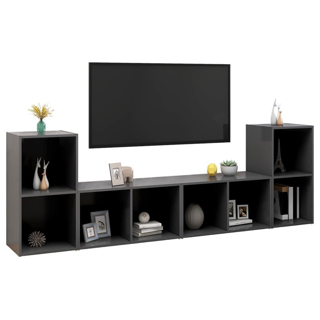 Tv-meubelen 4 st 72x35x36,5 cm bewerkt hout grijs