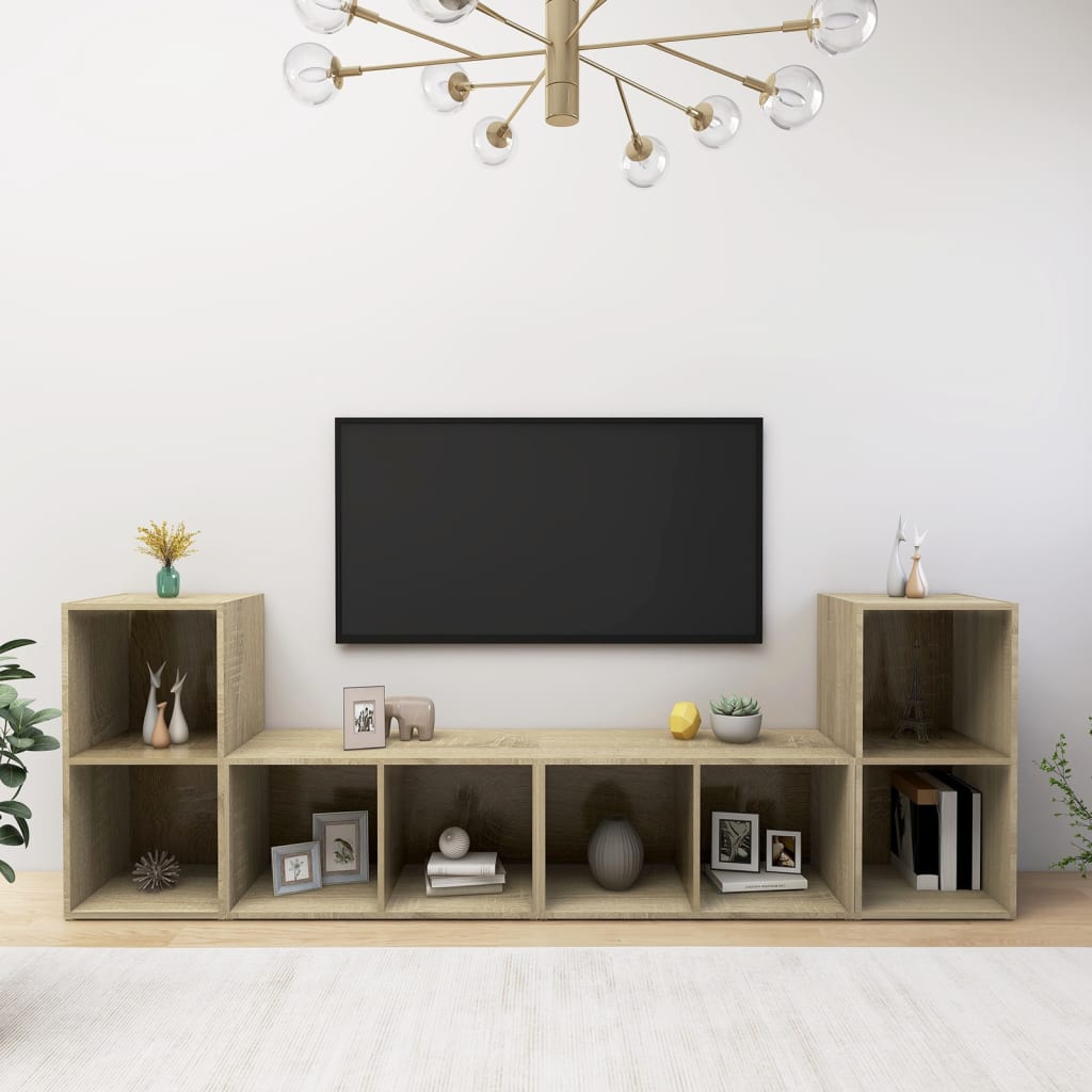 Tv-meubelen 4 st 72x35x36,5 cm bewerkt hout hoogglans wit