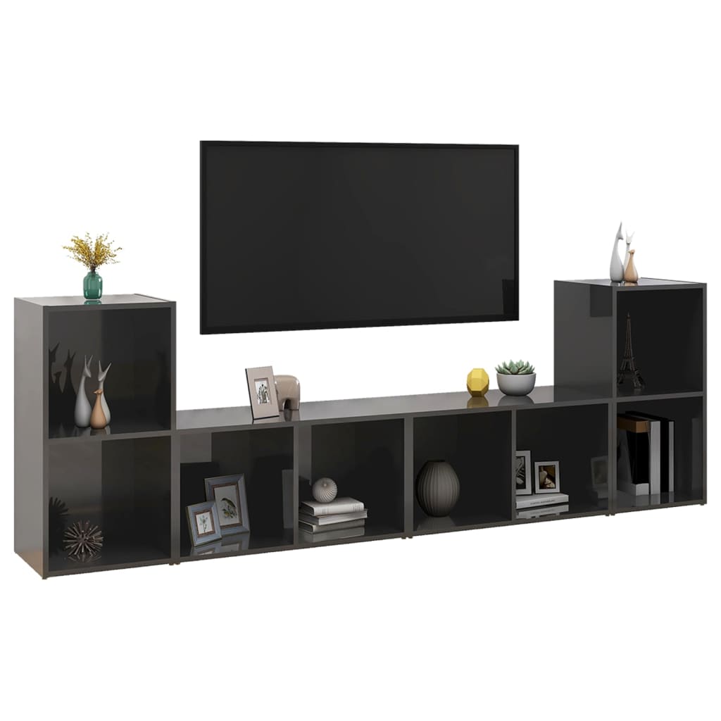 Tv-meubelen 4 st 72x35x36,5 cm bewerkt hout hoogglans wit