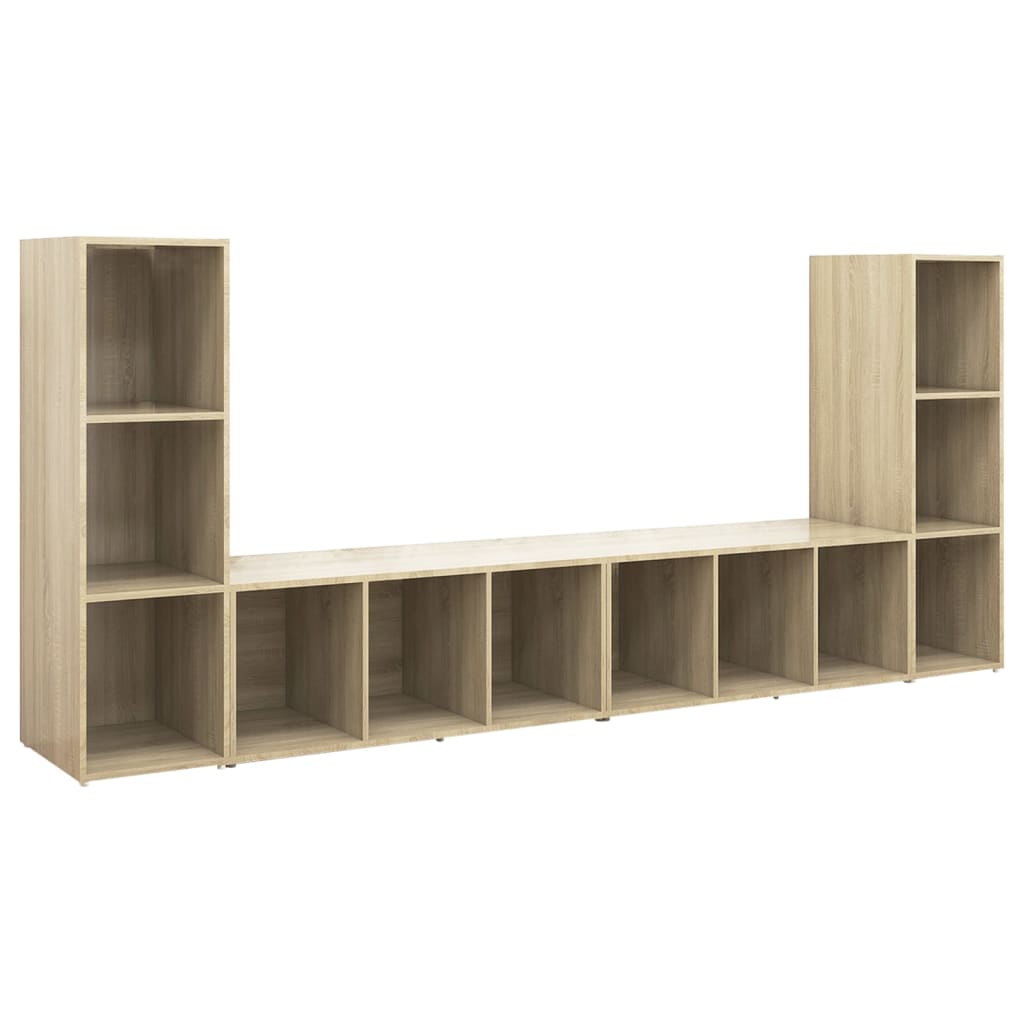 Tv-meubelen 3st 107x35x37 cm bewerkt hout wit sonoma eikenkleur