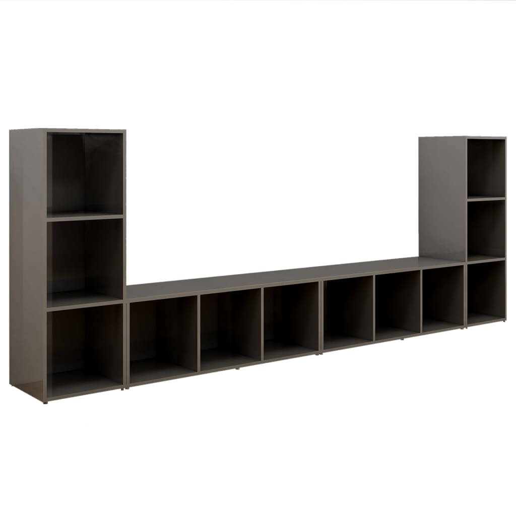 Tv-meubelen 4 st 107x35x37 cm spaanplaat hoogglans grijs