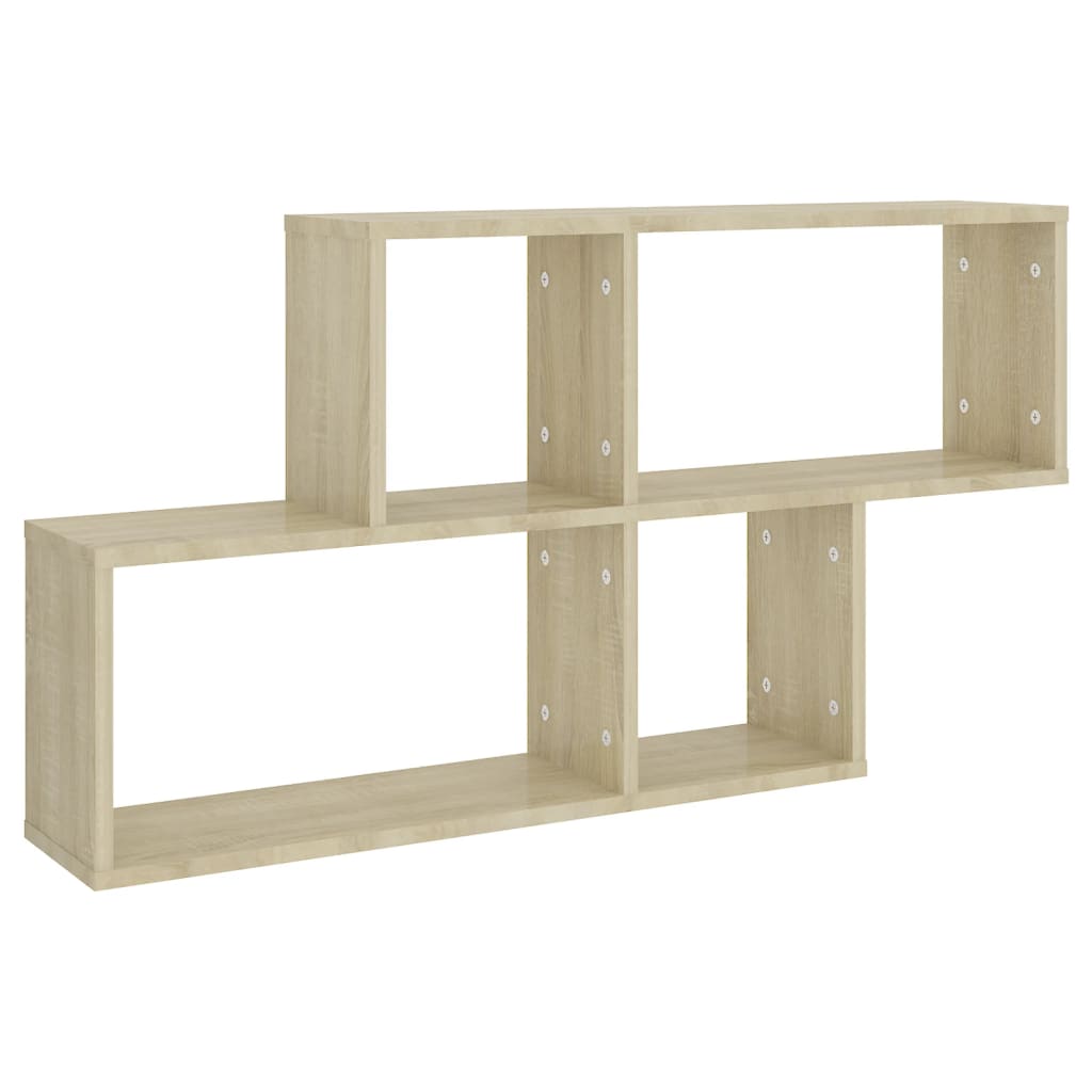 Wandschap 100x18x53 cm bewerkt hout artisanaal eikenkleurig