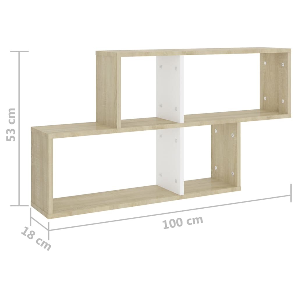 Wandschap 100x18x53 cm bewerkt hout eikenkleurig