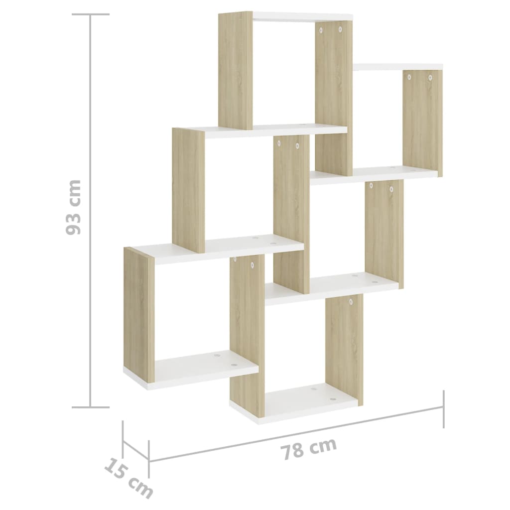 Wandschap kubus 78x15x93 cm bewerkt hout