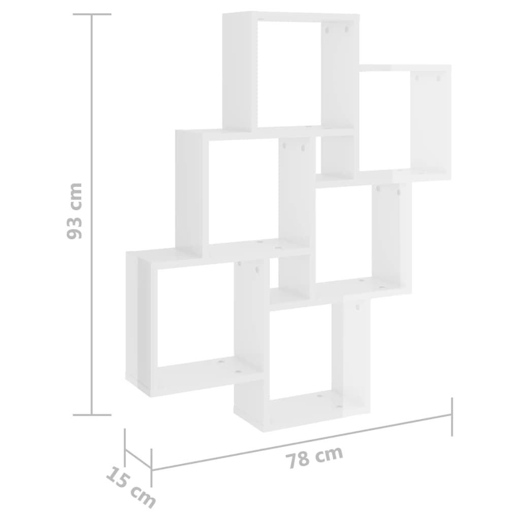 Wandschap kubus 78x15x93 cm bewerkt hout