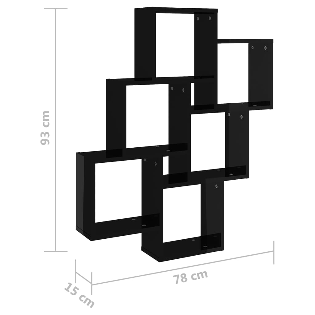 Wandschap kubus 78x15x93 cm bewerkt hout