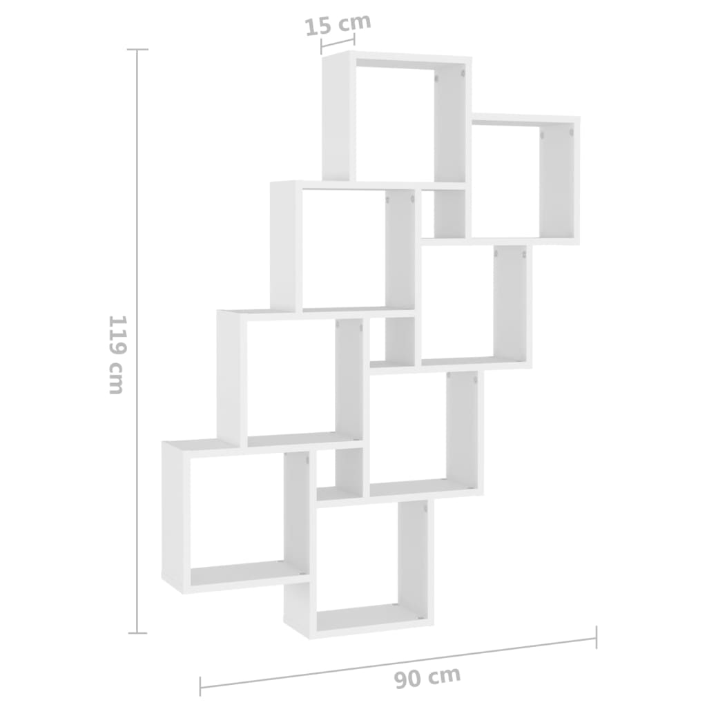 Wandschap kubus 90x15x119 cm bewerkt hout