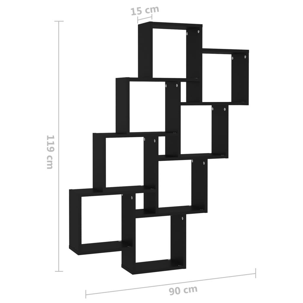 Wandschap kubus 90x15x119 cm bewerkt hout