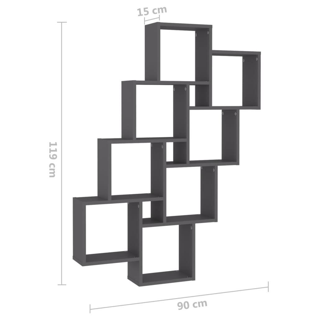 Wandschap kubus 90x15x119 cm bewerkt hout