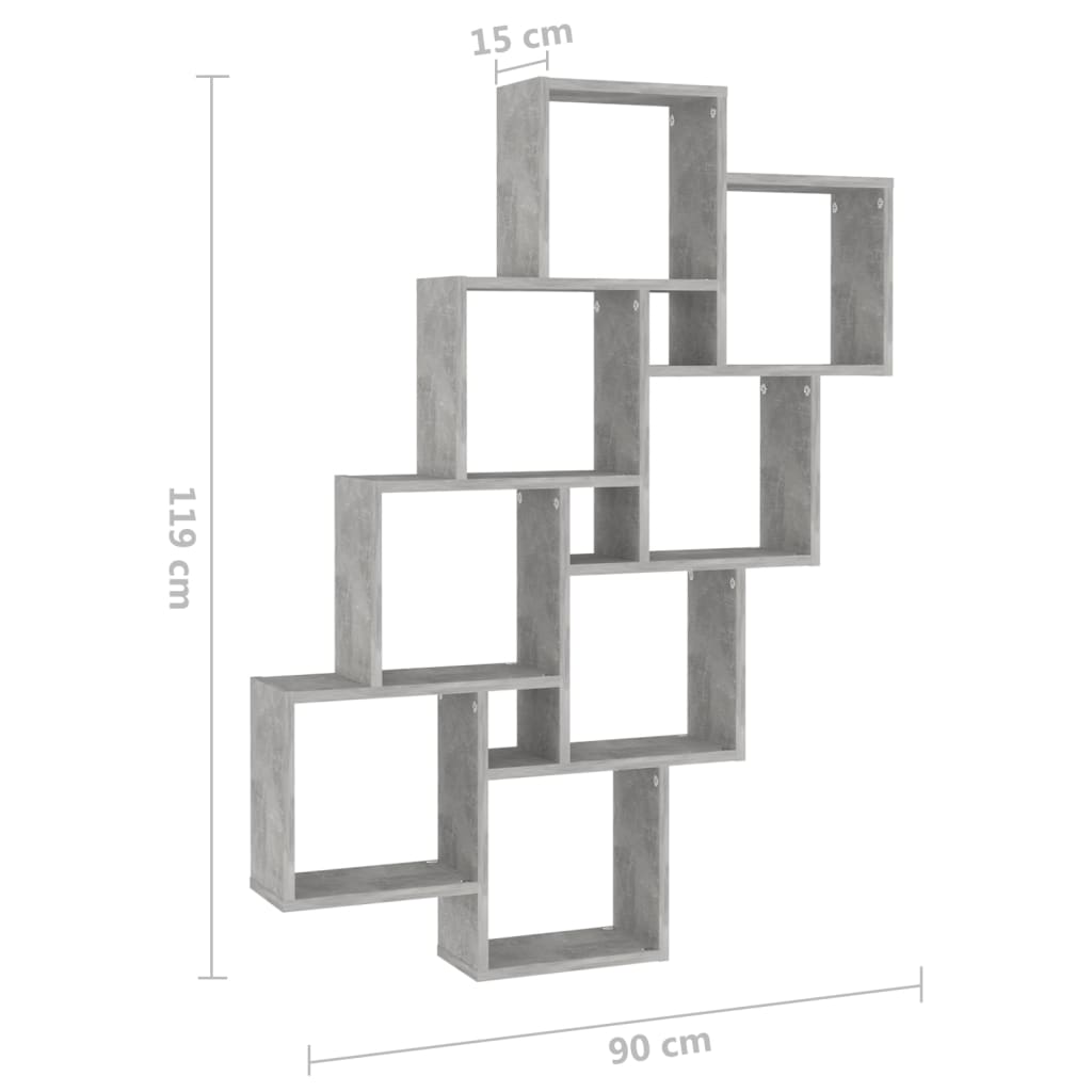 Wandschap kubus 90x15x119 cm bewerkt hout wit