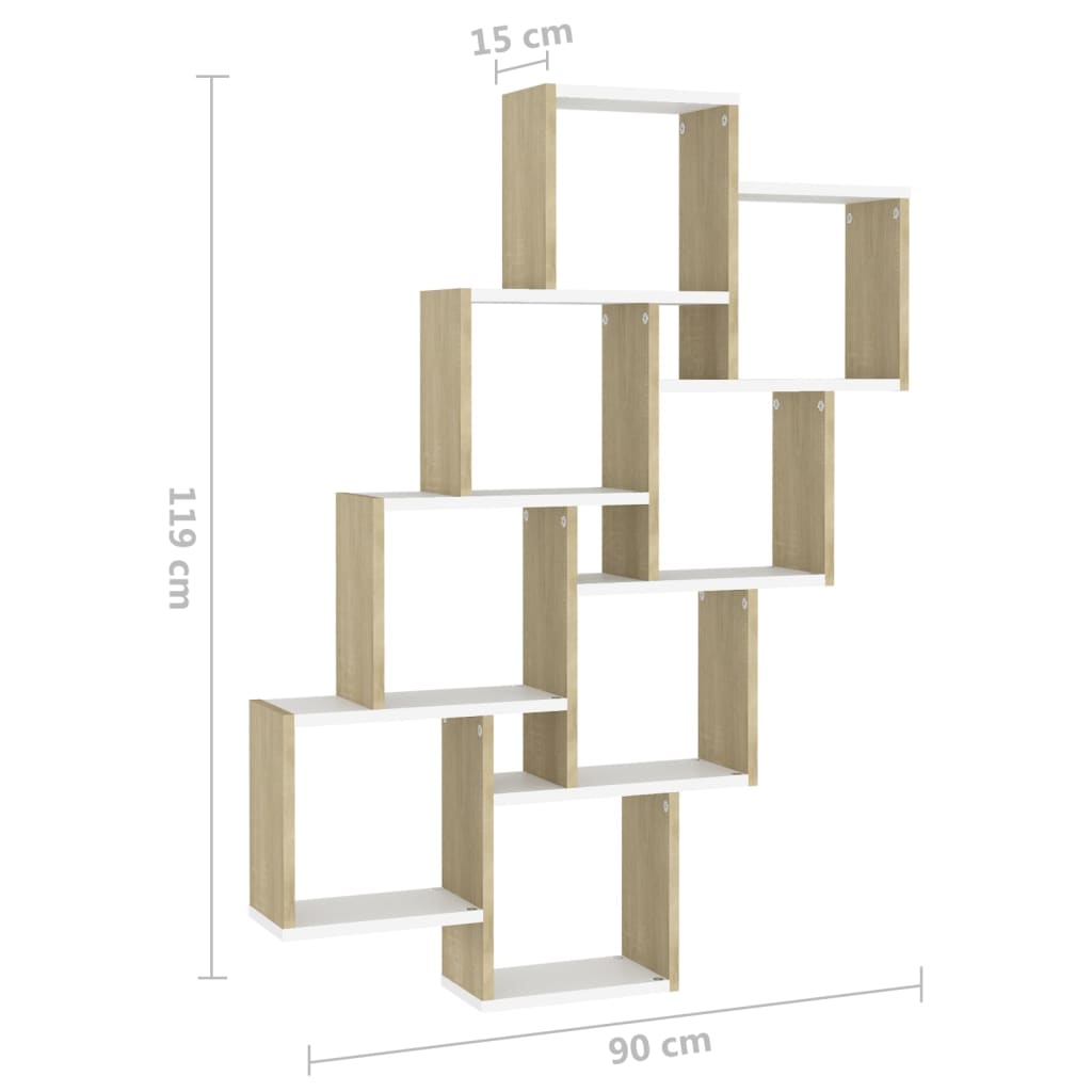 Wandschap kubus 90x15x119 cm bewerkt hout