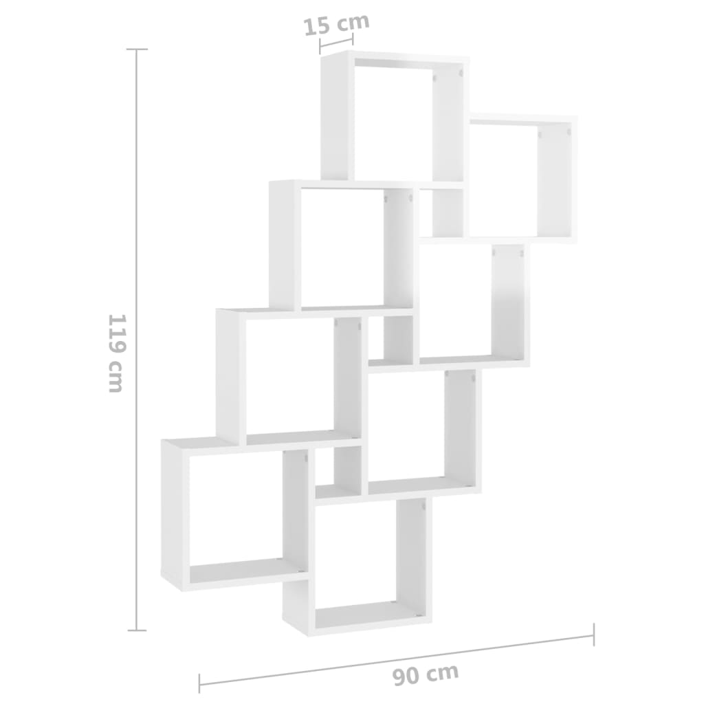 Wandschap kubus 90x15x119 cm bewerkt hout