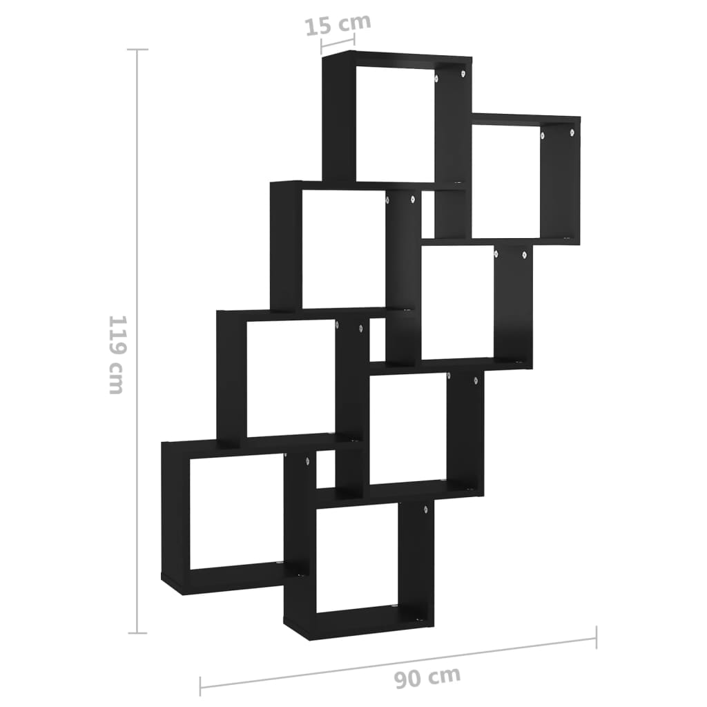 Wandschap kubus 90x15x119 cm bewerkt hout