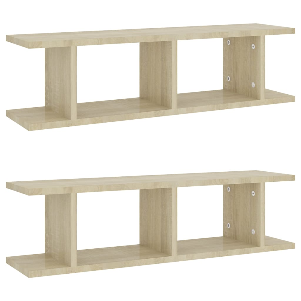 Wandschappen 2 st 75x18x20cm bewerkt hout artisanaal eikenkleur