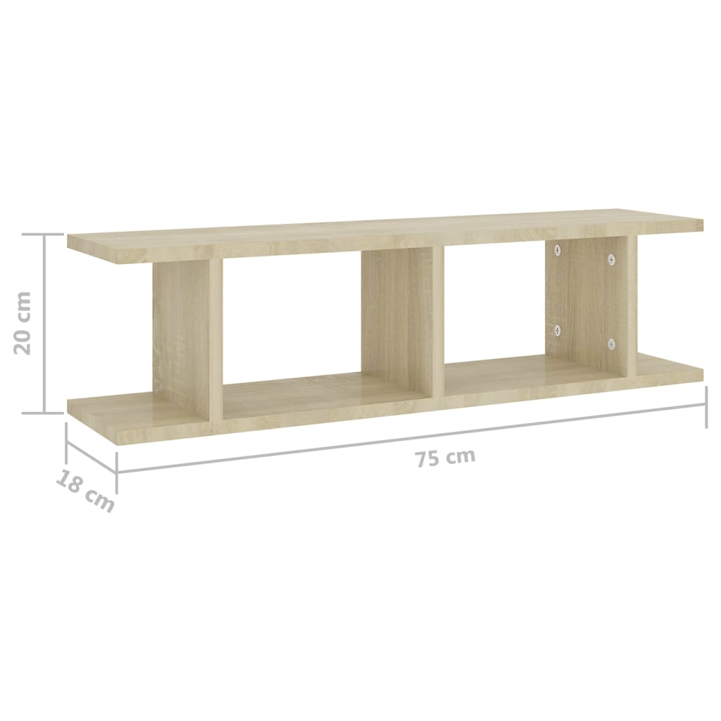 Wandschappen 2 st 105x18x20 cm bewerkt hout