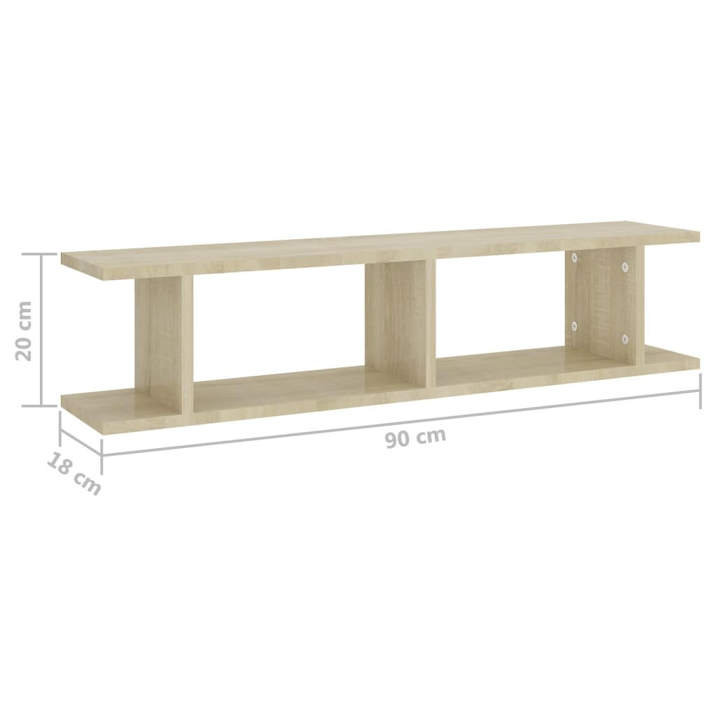 Wandschappen 2 st 105x18x20 cm bewerkt hout