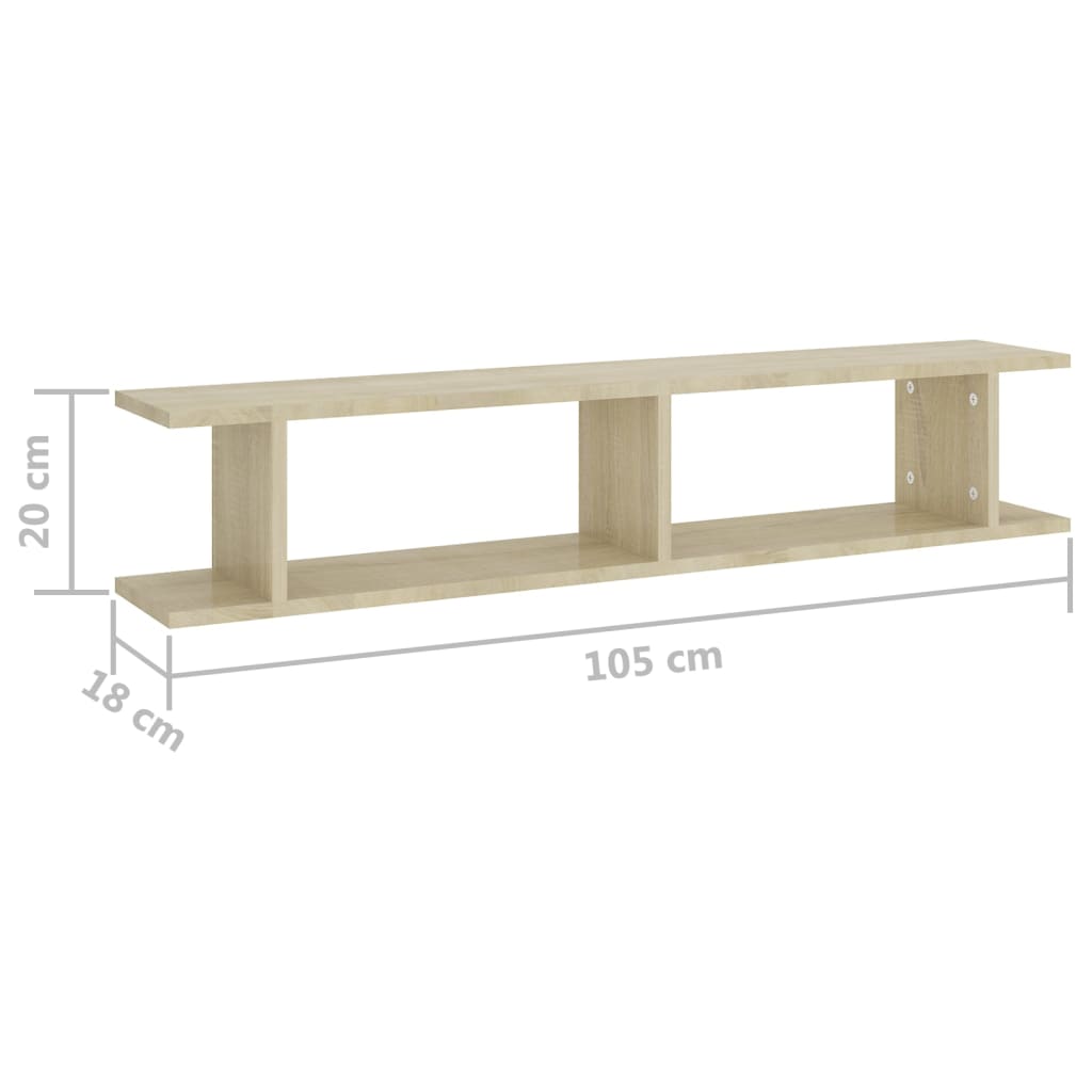 Wandschappen 2 st 75x18x20cm bewerkt hout artisanaal eikenkleur