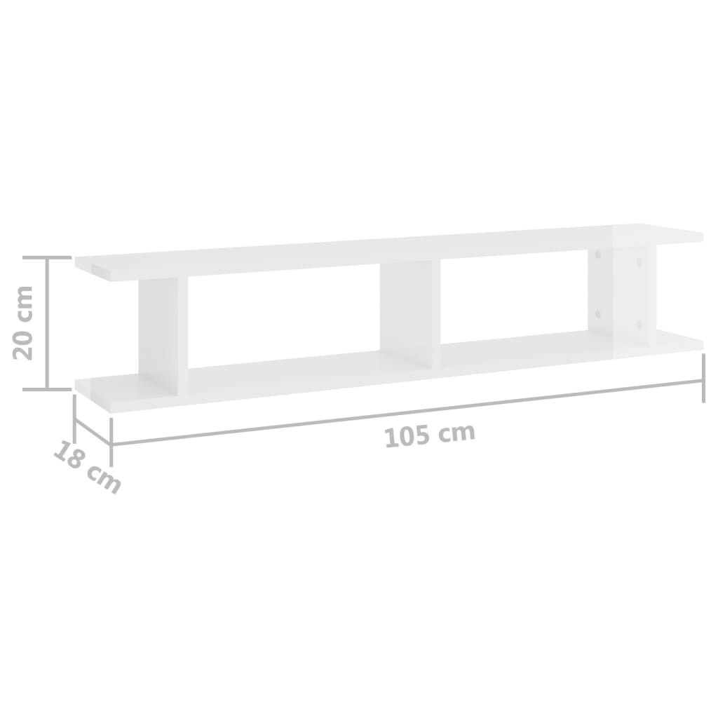 Wandschappen 2 st 105x18x20 cm bewerkt hout