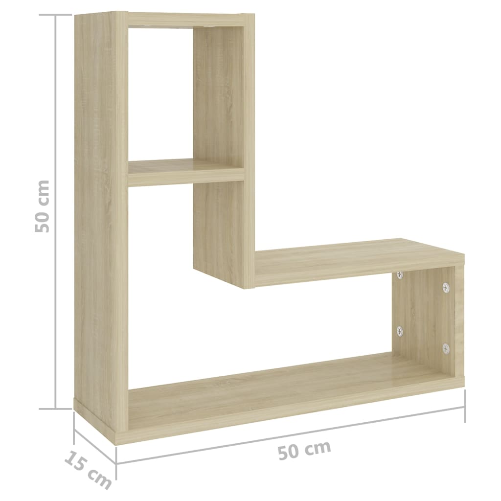 Wandschappen kubus 2 st 50x15x50 cm hout artisanaal eiken