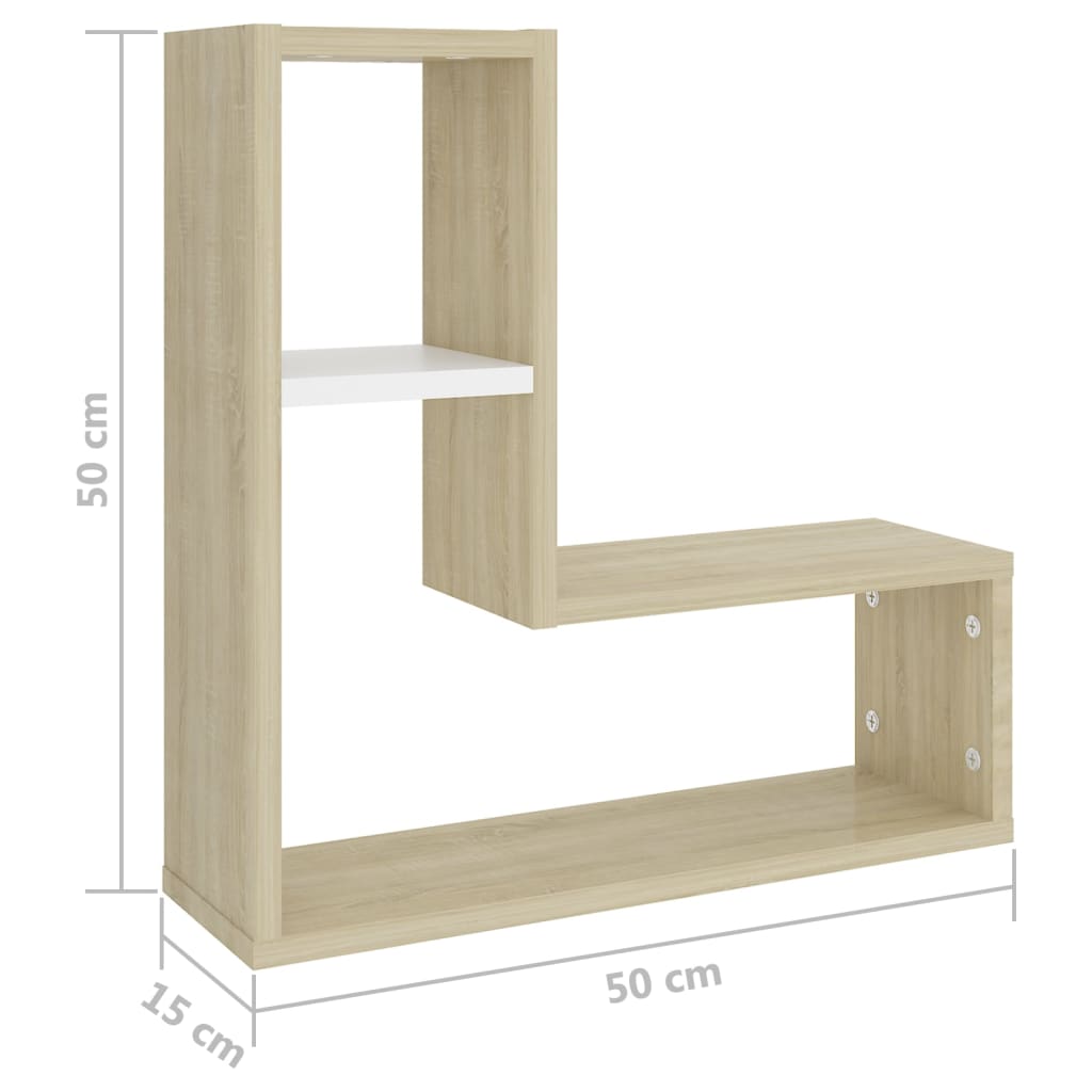 Wandschappen 2 st 50x15x50 cm bewerkt hout