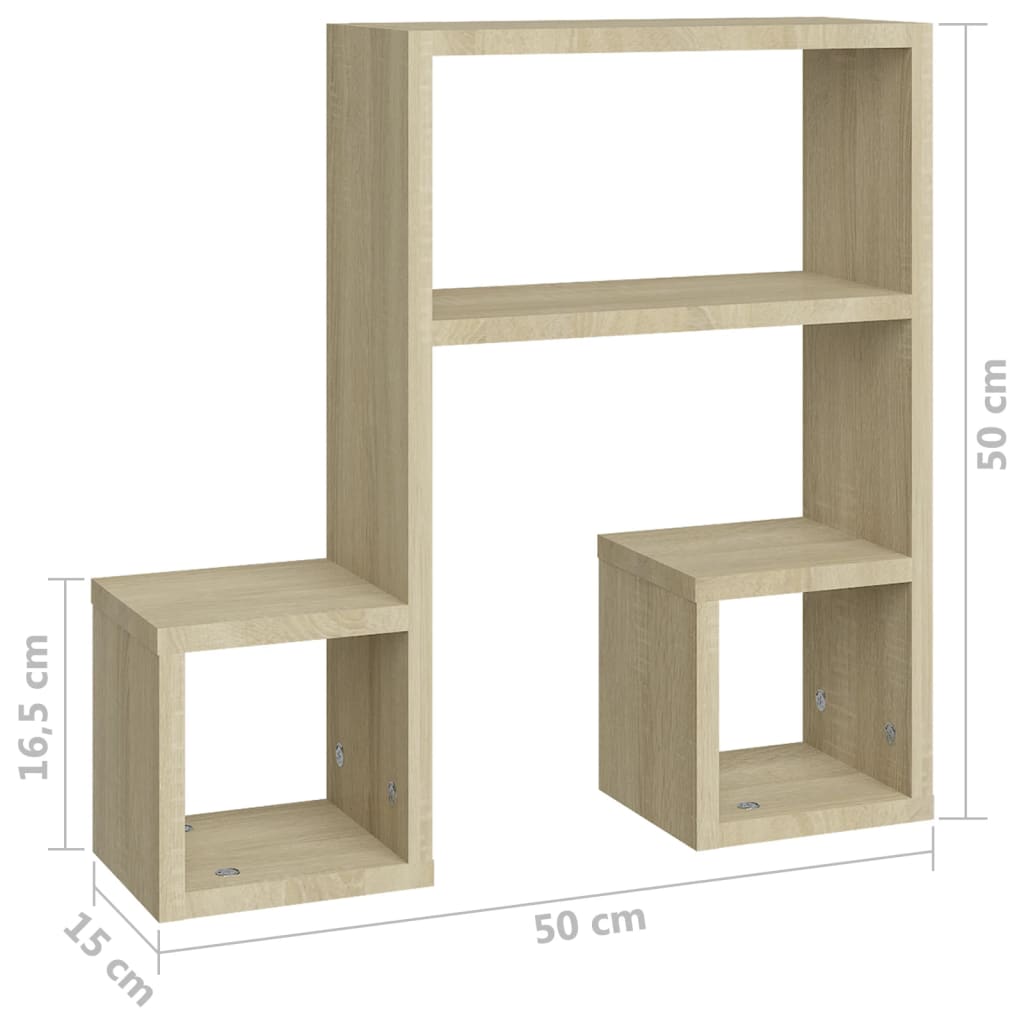 Wandschappen 2 st 50x15x50 cm bewerkt hout