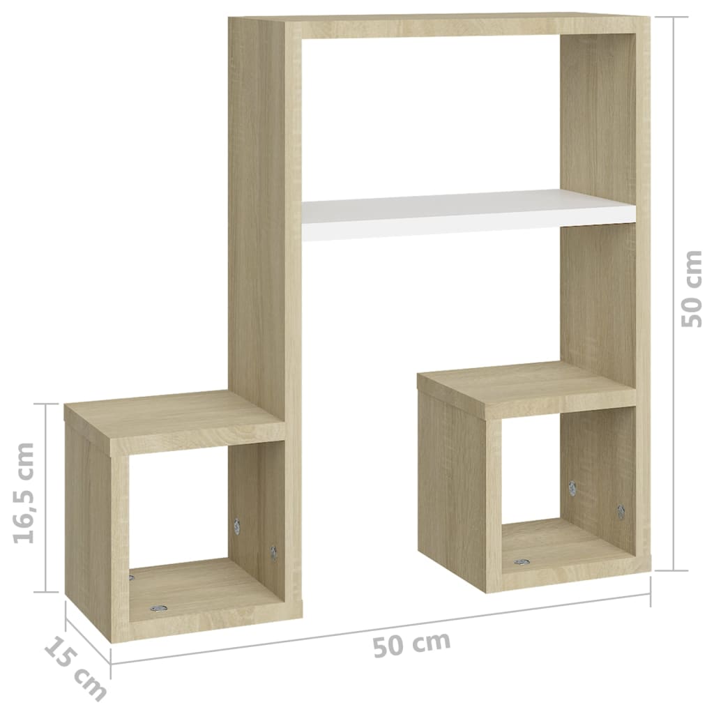 Wandschappen 2 st 50x15x50 cm bewerkt hout