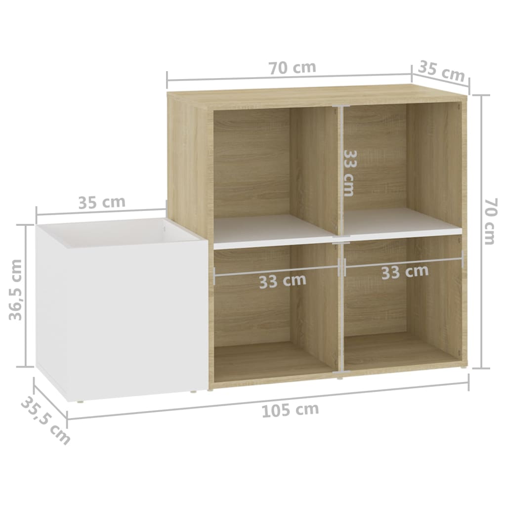 Opbergkast 105x35,5x70 cm bewerkt hout eikenkleurig