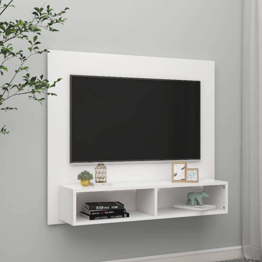 Tv-wandmeubel 102x23,5x90 cm bewerkt hout hoogglans zwart