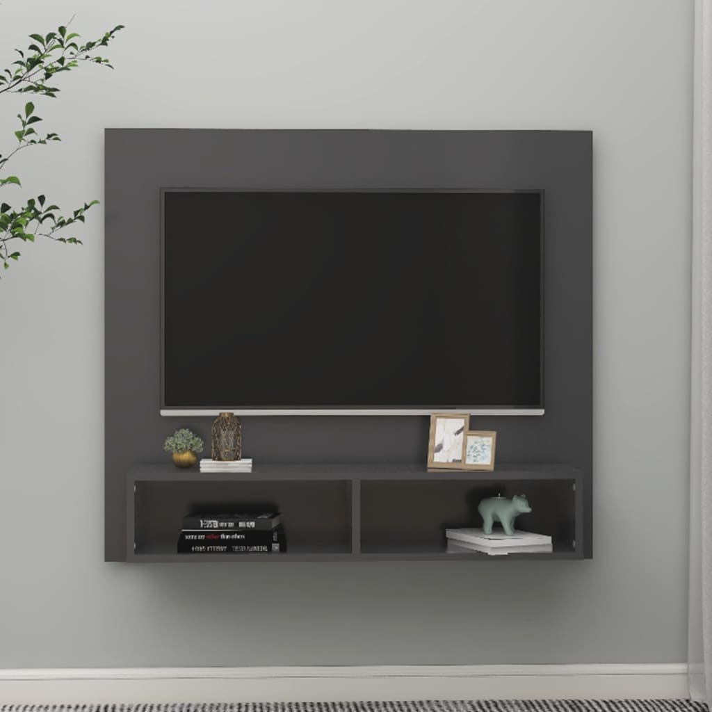 Tv-wandmeubel 102x23,5x90 cm bewerkt hout hoogglans zwart