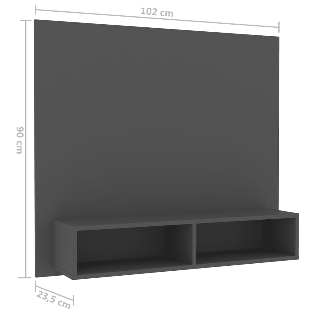 Tv-wandmeubel 102x23,5x90 cm bewerkt hout hoogglans zwart