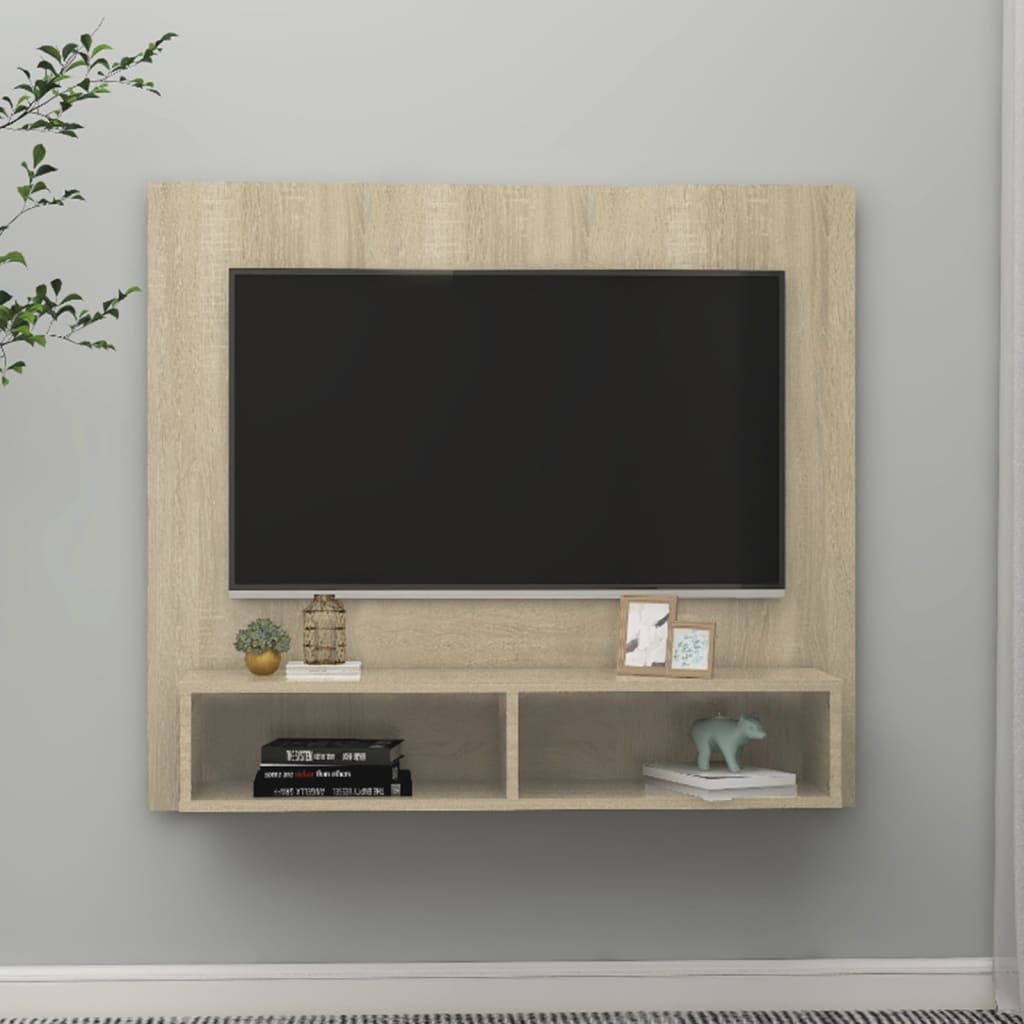 Tv-wandmeubel 102x23,5x90 cm bewerkt hout hoogglans zwart