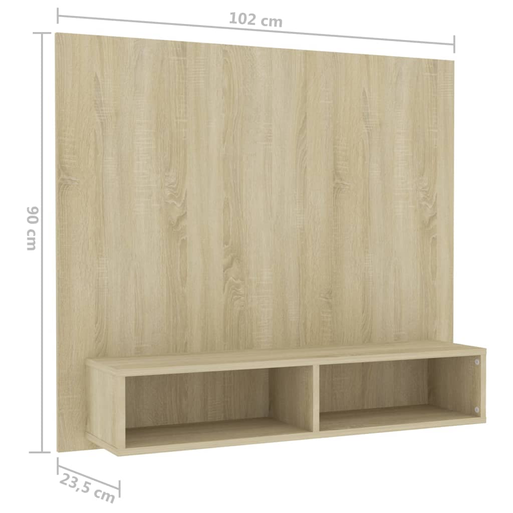 Tv-wandmeubel 102x23,5x90 cm bewerkt hout hoogglans zwart