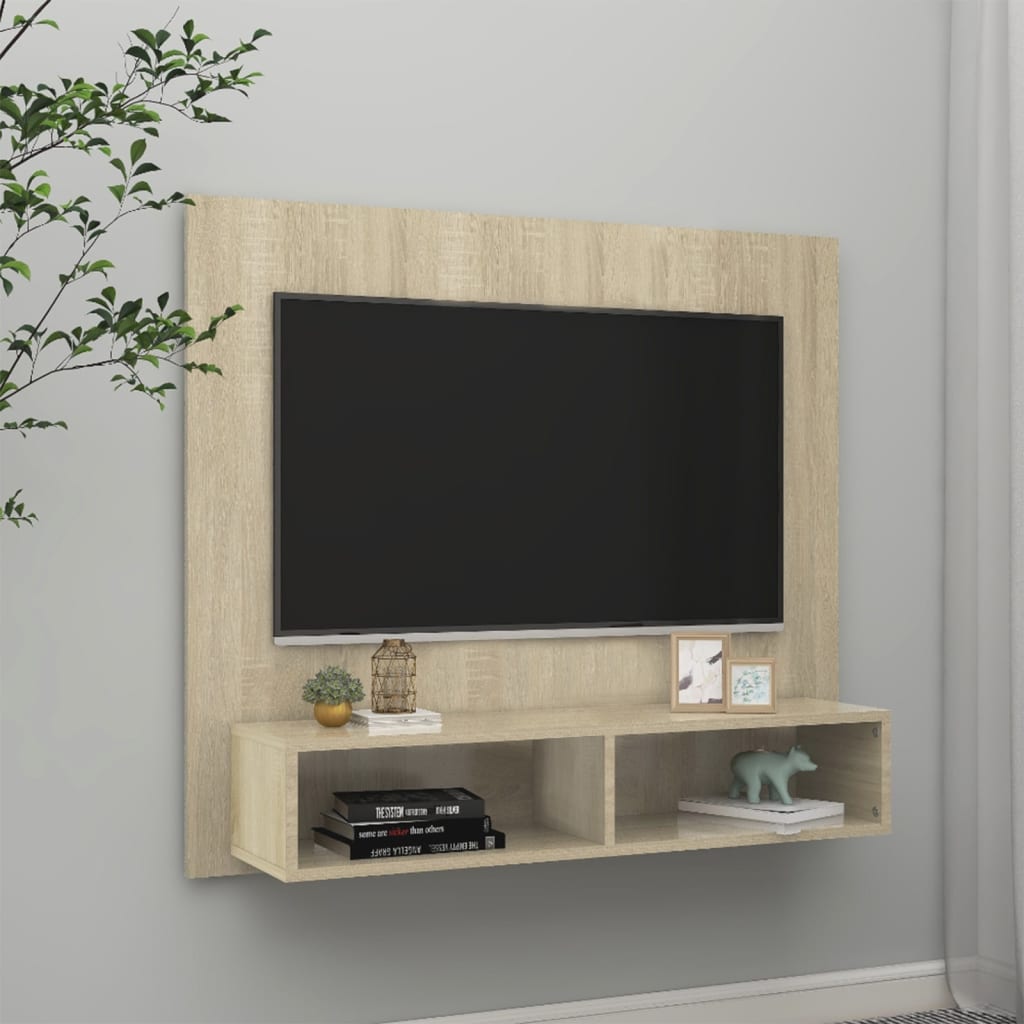 Tv-wandmeubel 102x23,5x90 cm bewerkt hout hoogglans zwart