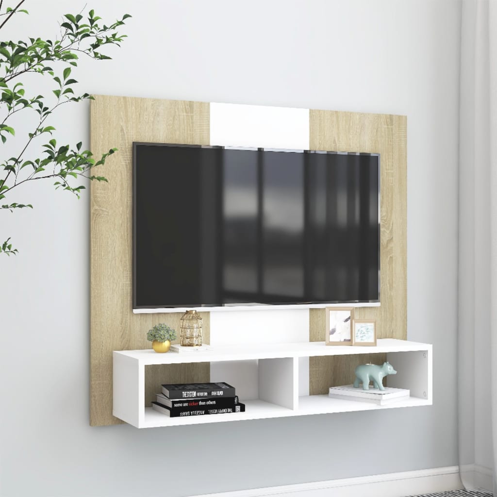 Tv-wandmeubel 102x23,5x90 cm bewerkt hout hoogglans zwart