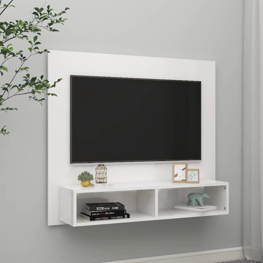 Tv-wandmeubel 102x23,5x90 cm bewerkt hout hoogglans zwart