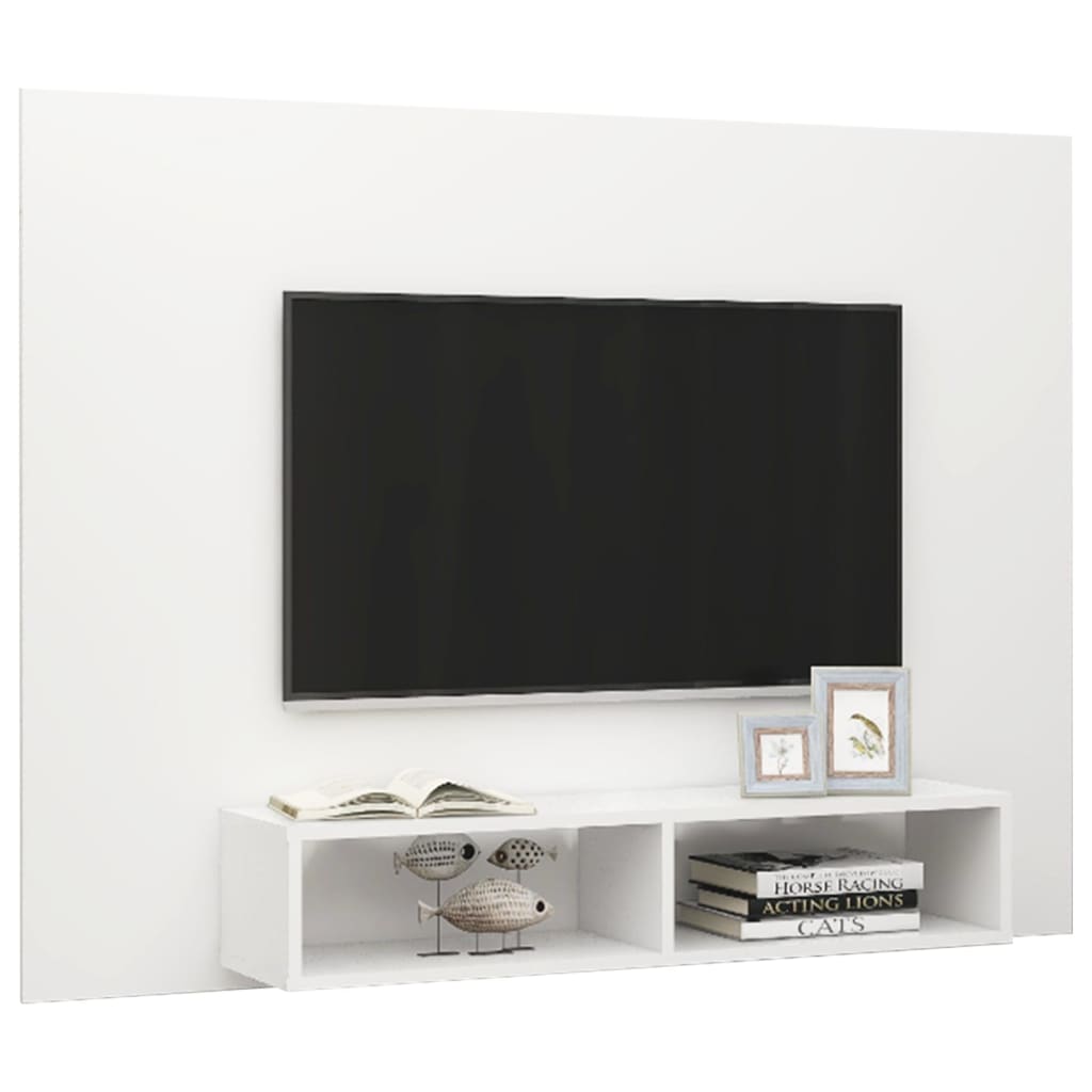 Tv-wandmeubel 135x23,5x90 cm bewerkt hout hoogglans zwart