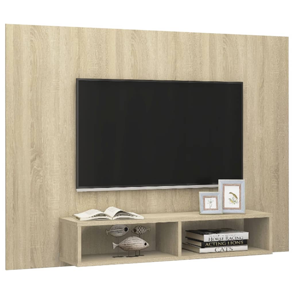 Tv-wandmeubel 135x23,5x90 cm bewerkt hout hoogglans zwart