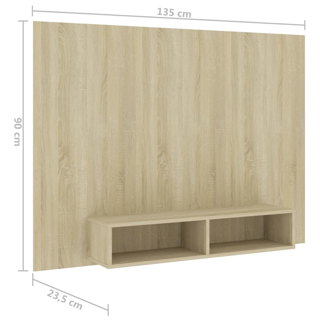 Tv-wandmeubel 135x23,5x90 cm bewerkt hout hoogglans zwart