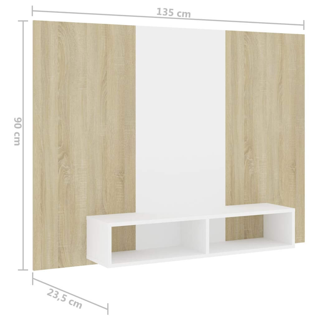 Tv-wandmeubel 135x23,5x90 cm bewerkt hout hoogglans zwart