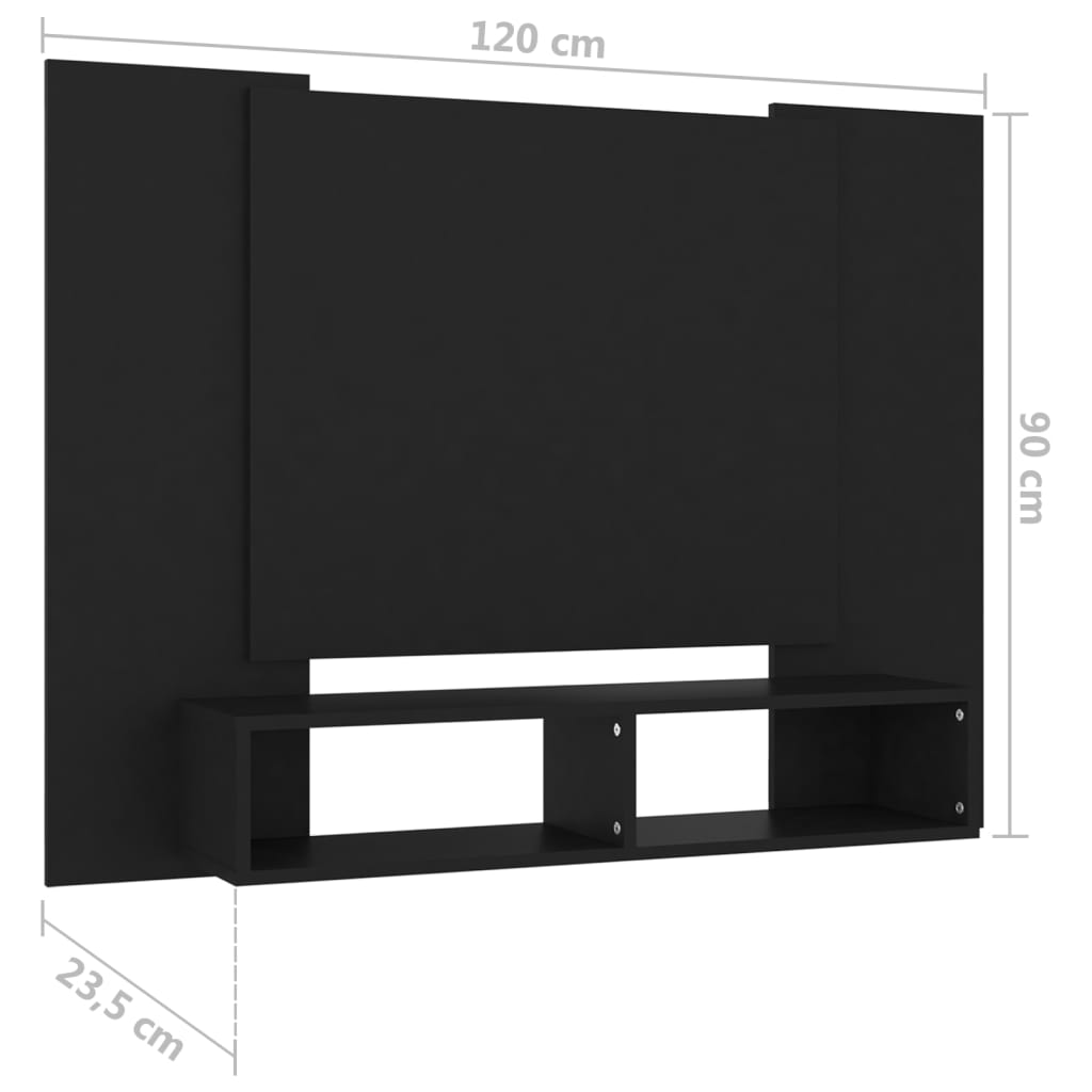 Tv-wandmeubel 120x23,5x90 cm spaanplaat zwart