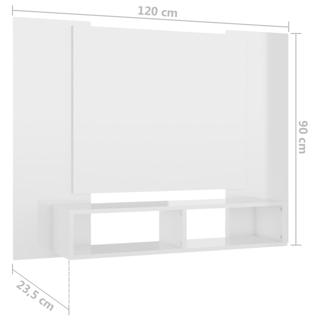 Tv-wandmeubel 120x23,5x90 cm spaanplaat wit sonoma