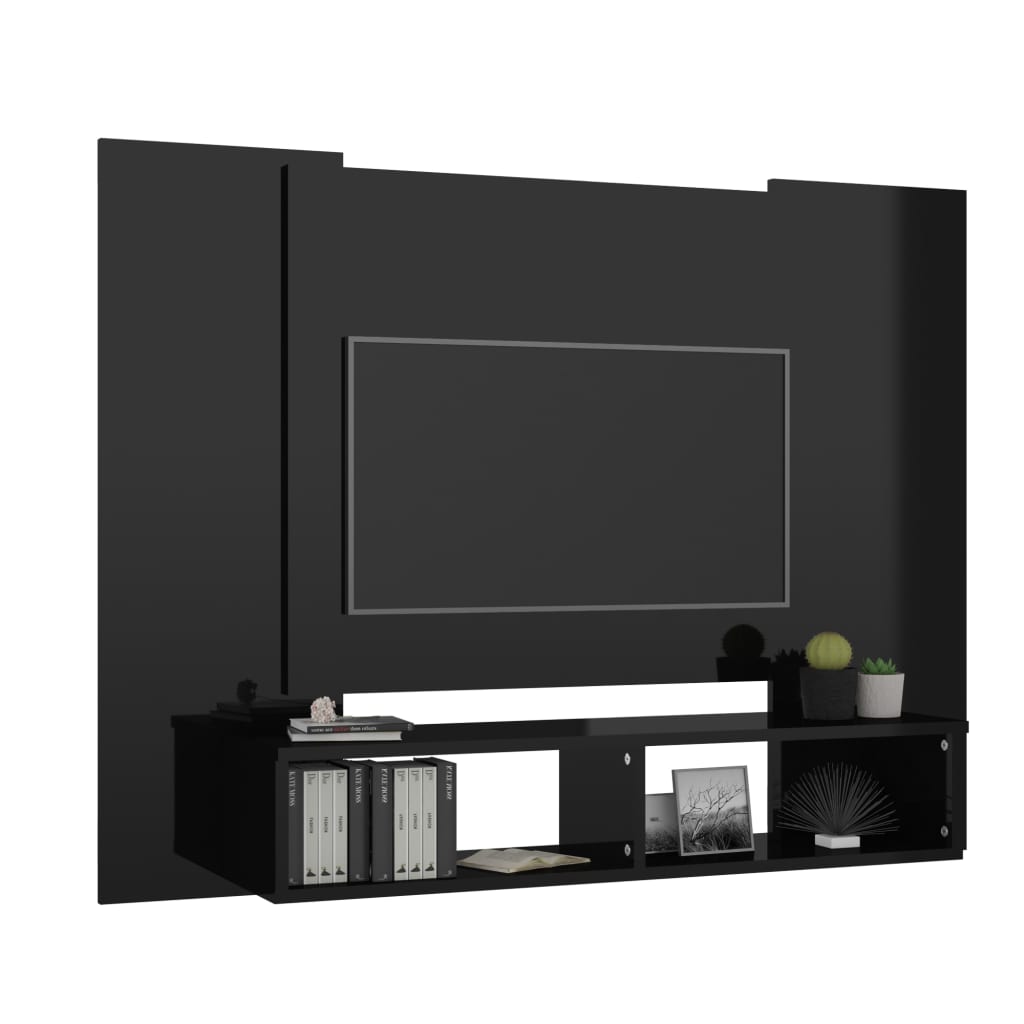 Tv-wandmeubel 120x23,5x90 cm spaanplaat zwart