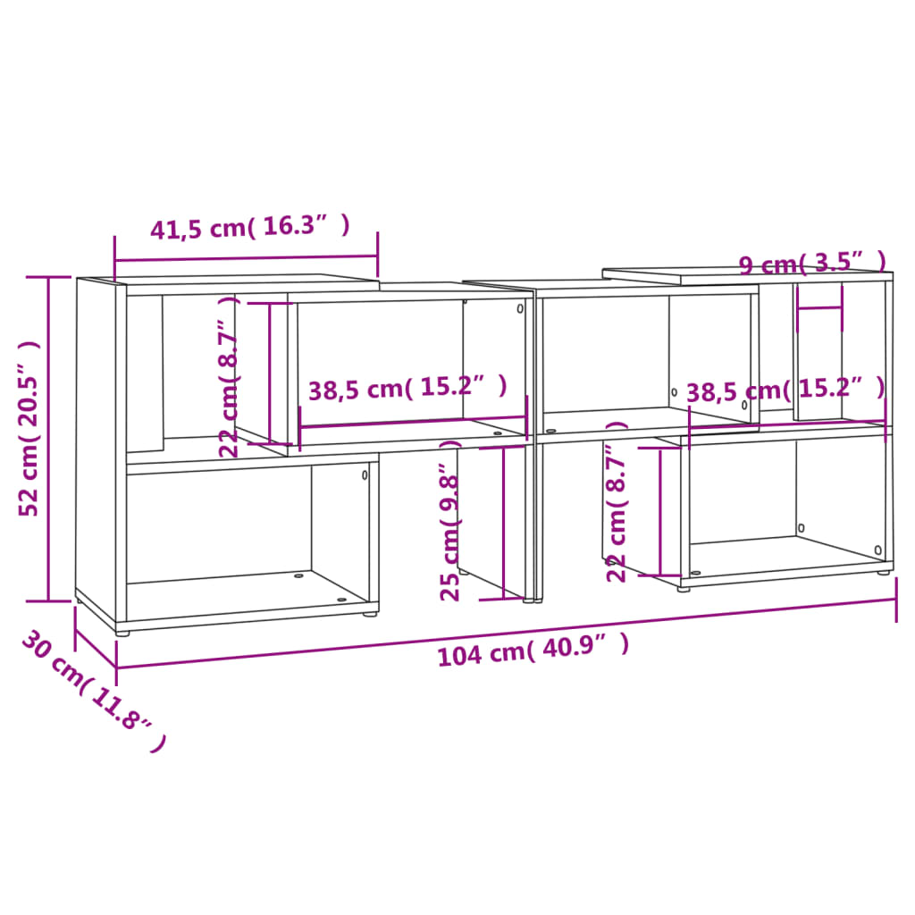 Tv-meubel 104x30x52 cm bewerkt hout