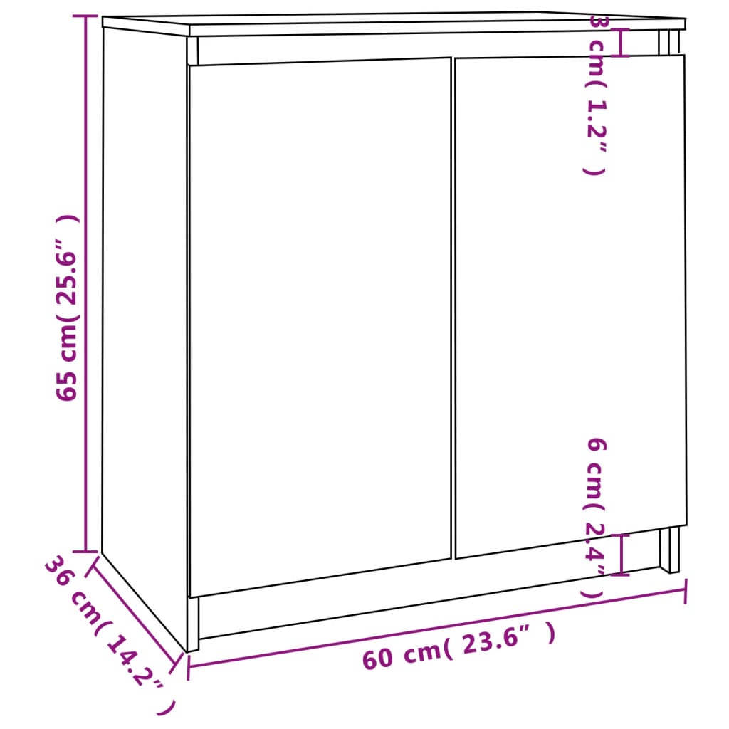 Bijzetkast 60x36x65 cm massief grenenhout