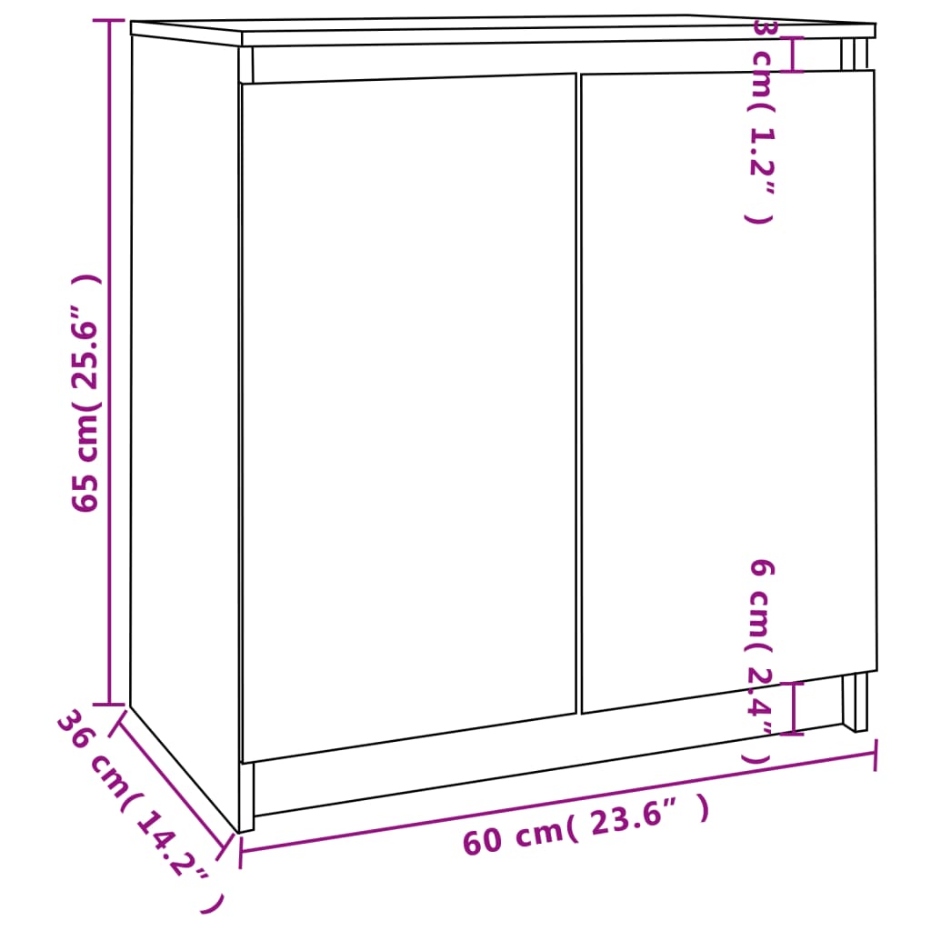 Bijzetkast 60x36x65 cm massief grenenhout