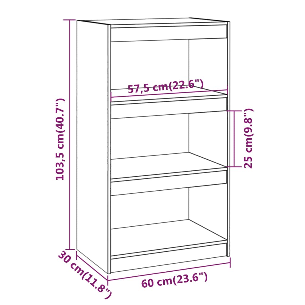 Boekenkast/kamerscherm 60x30x135,5 cm massief grenenhout