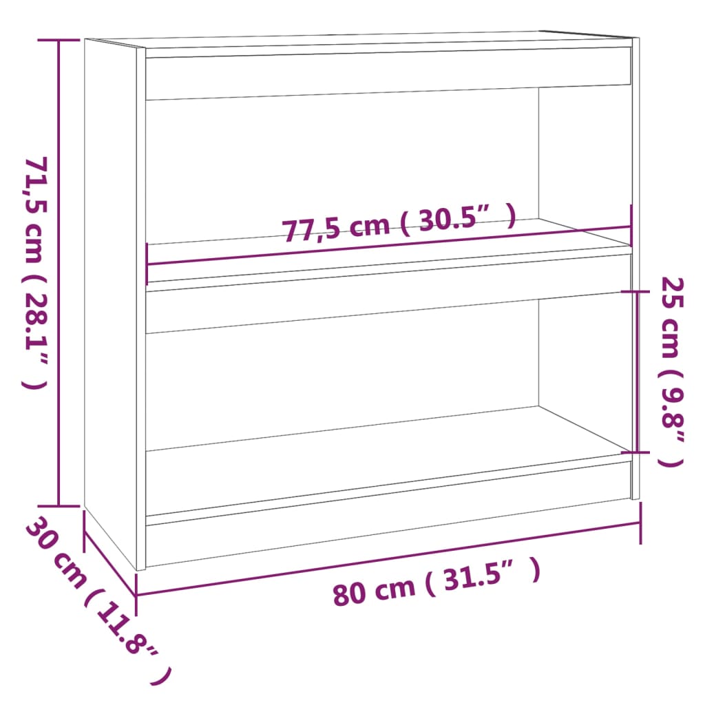 Boekenkast/kamerscherm 80x30x103,5 cm massief grenenhout