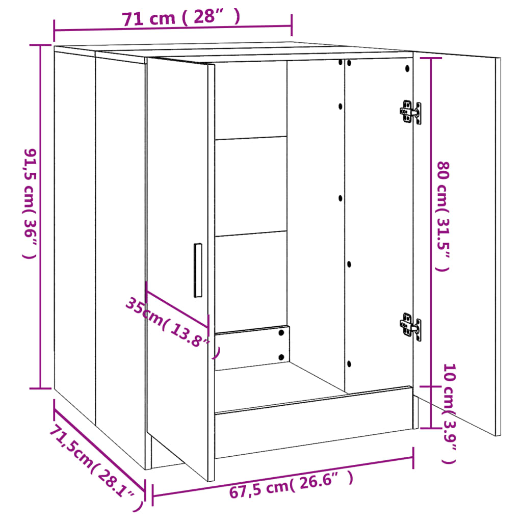 Wasmachinekast 71x71,5x91,5 cm