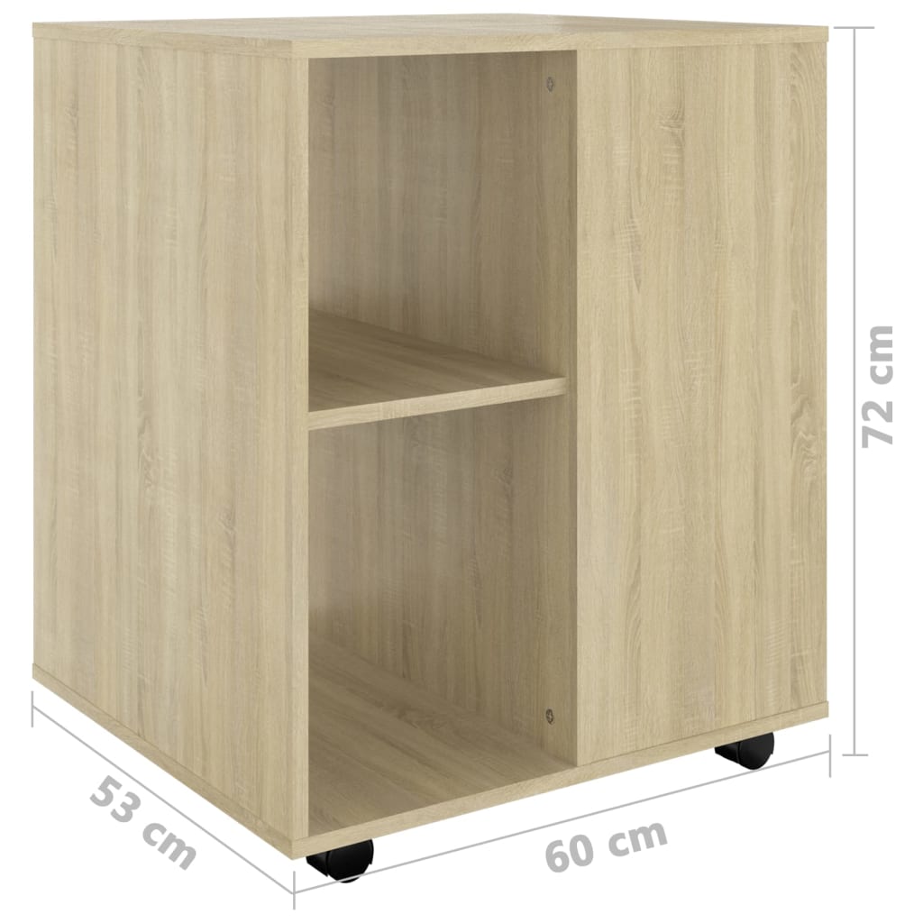 Kast verrijdbaar 60x53x72 cm bewerkt hout