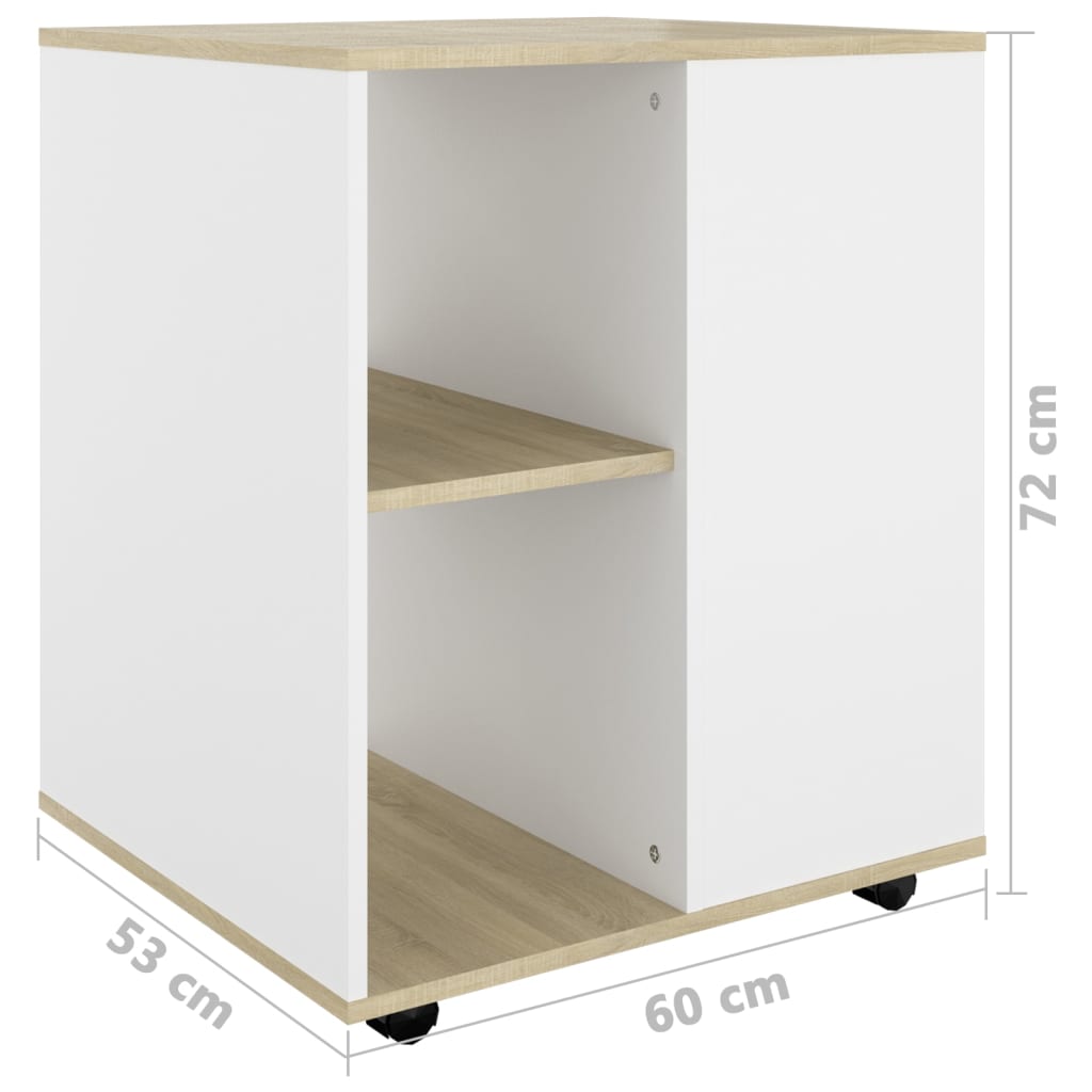 Kast verrijdbaar 60x53x72 cm bewerkt hout